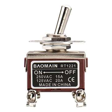 Baomain Toggle Switch DPST ON/Off 1/2" Hole 250VAC 15A 125VAC 20A