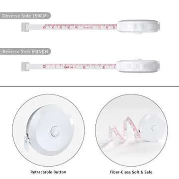 DiCUNO 60-Inch Retractable Tape Measure - Soft & Durable