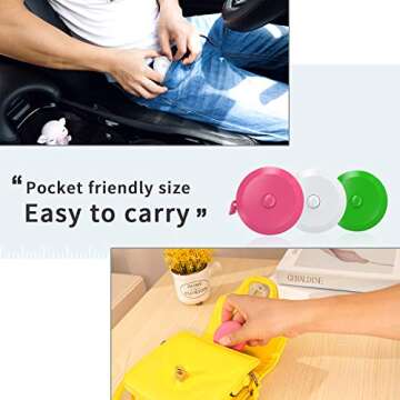 DiCUNO 60-Inch 1.5 Meter Soft and Retractable Tape Body Tailor Sewing Craft Cloth Dieting Measuring Tape (10 Colors Package)