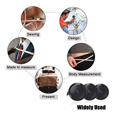 DiCUNO 60-Inch 1.5 Meter Soft and Retractable Tape Body Tailor Sewing Craft Cloth Dieting Measuring Tape (10 Colors Package)