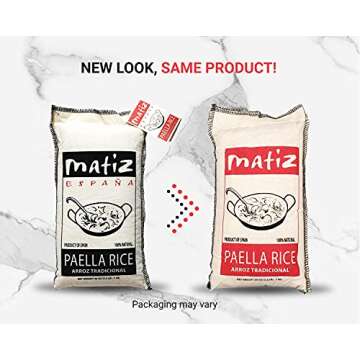 Matiz Valenciano Paella Rice from Spain (2.2 lbs.) Traditional Spanish Medium-Grain | Risotto, Arrow Negro, Seafood Dishes | Natural Flavor | Soy and Gluten Free
