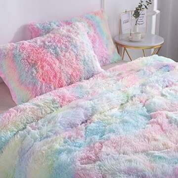 Wajade Plush Rainbow Comforter Set - 3PC Cozy Bedding