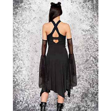 L'VOW 1 Pair Goth Sleeves Long Witch Gloves Vampire Lace Sleeves Women Black Lace Arm Sleeves Costume Accessory