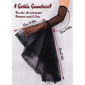 L'VOW 1 Pair Goth Sleeves Long Witch Gloves Vampire Lace Sleeves Women Black Lace Arm Sleeves Costume Accessory