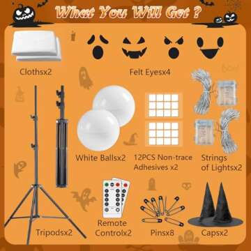 Halloween Decorations Outdoor Indoor- 2 Packs Large Light-Up Spooky Standing Ghost Decor with 8 Mode...