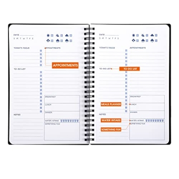 Cheneyboo Daily To Dos Undated Notebook for Planning and Health