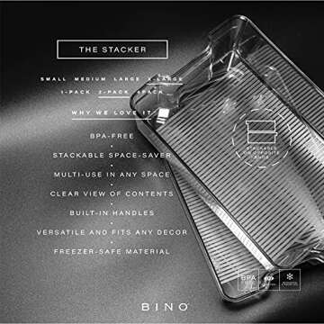 BINO | Stackable Storage Bins, X-Large - 2 Pack | THE STACKER COLLECTION | Clear Plastic | Built-In ...