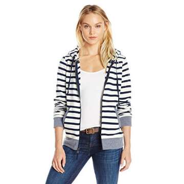 Threads 4 Thought Women's Brynn Vintage Wash Stripe Fleece Zippie, Navy/Gardenia, L