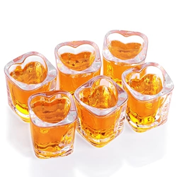 Heart-Shaped Shot Glasses by Valeways - Set of 6