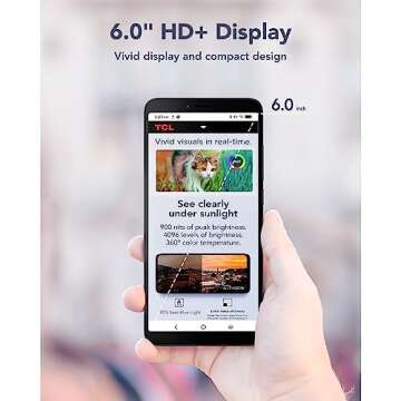 TCL ION V |2023| Cell Phone with 6.0" HD+ Display, 3+32GB Unlocked Phone, 3000mAh Battery, Android 13 Smartphone, Single SIM, US Version, Space Black (Renewed)