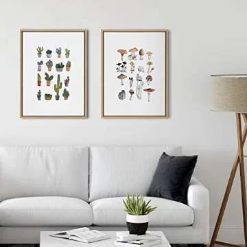 Kate and Laurel Sylvie Mushroom Framed Canvas Wall Art 18x24