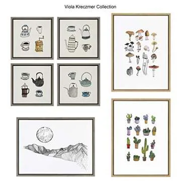 Kate and Laurel Sylvie Mushroom Framed Canvas Wall Art 18x24