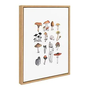 Kate and Laurel Sylvie Mushroom Framed Canvas Wall Art 18x24