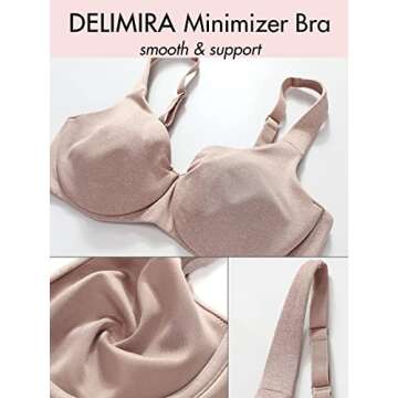 DELIMIRA Women's Plus Size Bras Minimizer Underwire Full Coverage Unlined Seamless Cup Cameo Heather 40G