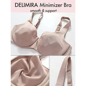 DELIMIRA Women's Plus Size Bras Minimizer Underwire Full Coverage Unlined Seamless Cup Cameo Heather 40G