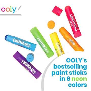 Ooly Chunkies 6 Neon Paint Sticks For Kids, Tempera Paint Sticks Neon Colors Set, No Mess Quick Drying Art Supplies for Toddlers and Kids