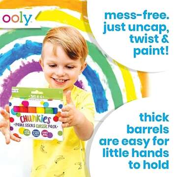 Ooly Chunkies 6 Neon Paint Sticks For Kids, Tempera Paint Sticks Neon Colors Set, No Mess Quick Drying Art Supplies for Toddlers and Kids