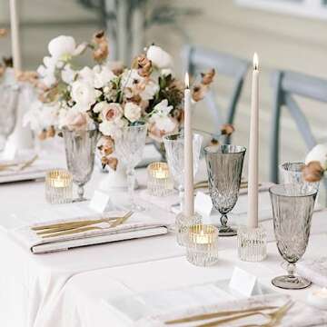 Reversible Glass Candle Holder Set of 6 Clear Ribbed Glass Votive Holders Tealight Candle Holders Taper Candle Holders for Candlesticks for Table Centerpiece Wedding Birthday Party Christmas Festival