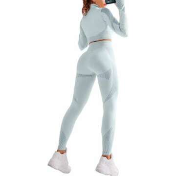 EUYZOU Women's High Waisted 2 Piece Workout Set - Seamless Leggings & Top