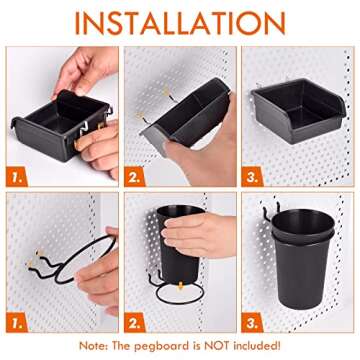 G.CORE 12 Pack Pegboard Bins PegBoard Cups with Hooks & Loops, Peg Hooks Assortment Organizer Access...