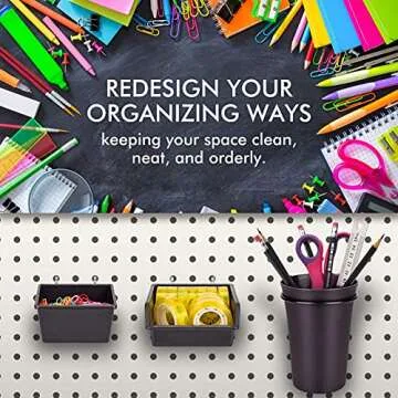 G.CORE 12 Pack Pegboard Bins PegBoard Cups with Hooks & Loops, Peg Hooks Assortment Organizer Accessory, Various Tools Storage Arrange System Kit, for Garage Craft Workshop Workbench Hobby Office