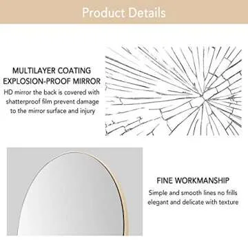 NeuType Arched Full Length Mirror 65"x22" Full Body Mirror Polymer Thin Frame Hanging or Leaning Against Wall Oversized Large Bedroom Mirror Floor Mirror Dressing Mirror with Stand Natural