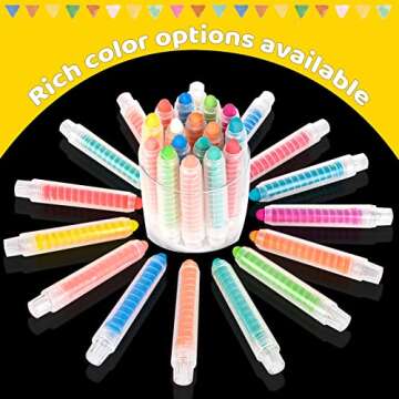 ZHBDMGK Sidewalk Chalk Set with Holder for Kids, 12Pcs Dust-free Washable Toddler Chalk in 12 Colors for Blackboard Drawing Writing Toys Gift Party Favors