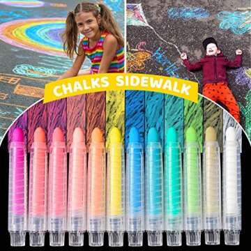 ZHBDMGK Sidewalk Chalk Set with Holder for Kids, 12Pcs Dust-free Washable Toddler Chalk in 12 Colors for Blackboard Drawing Writing Toys Gift Party Favors