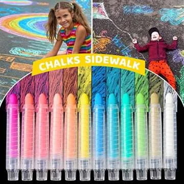 ZHBDMGK Sidewalk Chalk Set with Holder for Kids, 12Pcs Dust-free Washable Toddler Chalk in 12 Colors for Blackboard Drawing Writing Toys Gift Party Favors