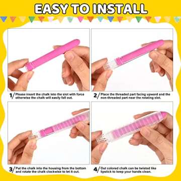 ZHBDMGK Sidewalk Chalk Set with Holder for Kids, 12Pcs Dust-free Washable Toddler Chalk in 12 Colors for Blackboard Drawing Writing Toys Gift Party Favors