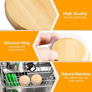 Bamboo Mason Jar Lids 4 Pack with Chalkboard Labels