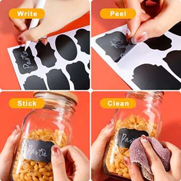 Bamboo Mason Jar Lids 4 Pack with Chalkboard Labels