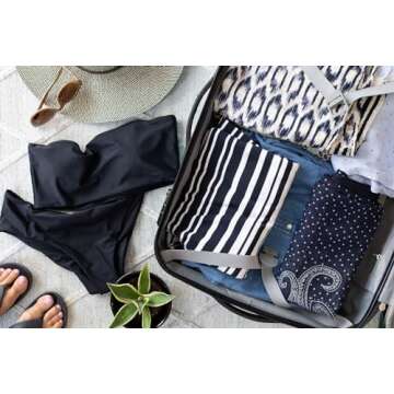 Samsonite Omni PC Hardside Expandable Luggage with Spinner Wheels, Checked-Medium 24-Inch, Caribbean Blue