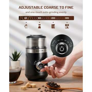 SHARDOR Adjustable Electric Coffee Grinder - Black