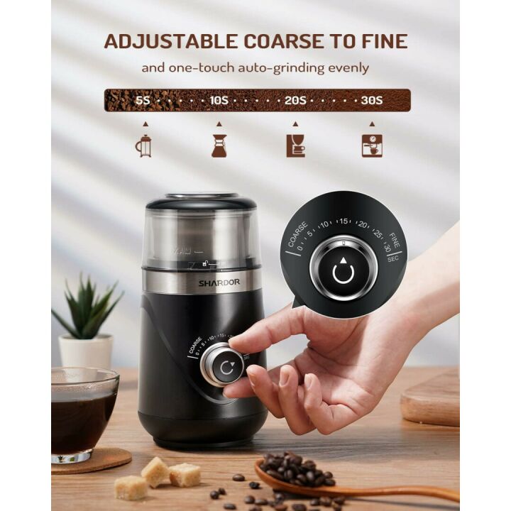 SHARDOR Adjustable Electric Coffee Grinder - Black