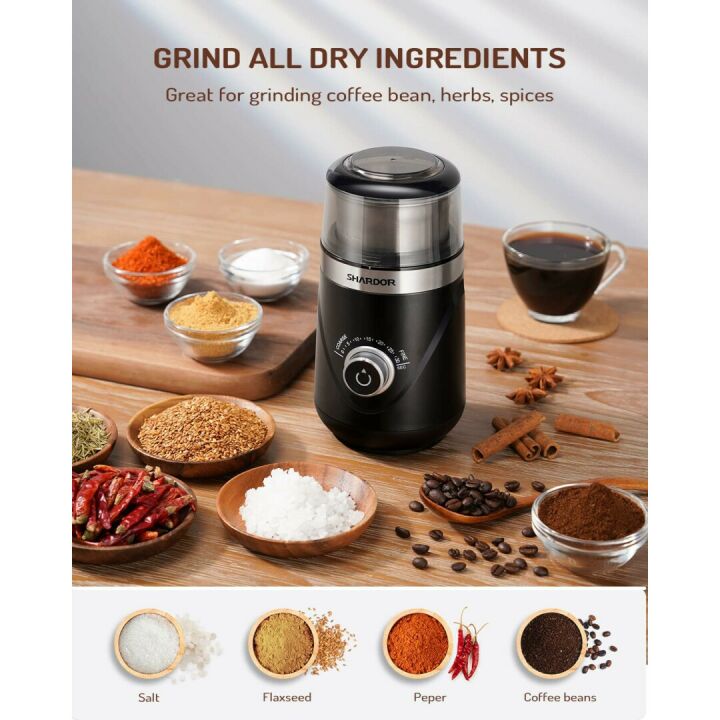 SHARDOR Adjustable Electric Coffee Grinder - Black