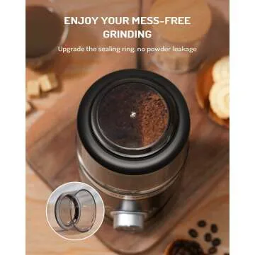 SHARDOR Adjustable Electric Coffee Grinder - Black