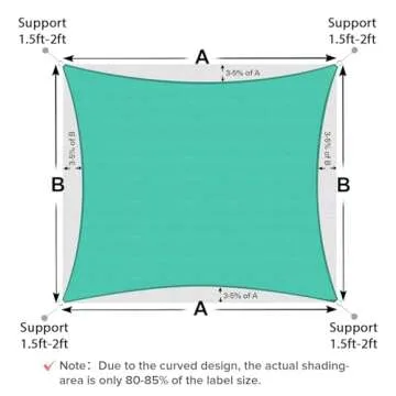 Artpuch Sun Shade Sail, 10'x13' Turquoise Rectangle, Curved Edged Commercial Grade 185GSM Permeable Outdoor Shade Cloth for Deck, Backyard, Patio (Custom Sizes Made)