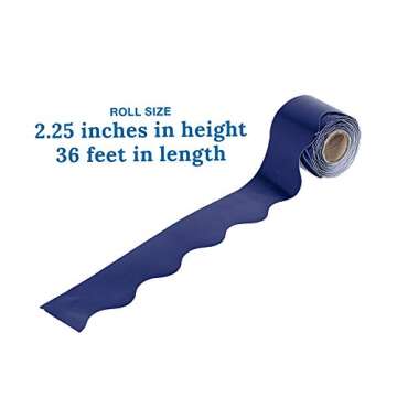 Carson Dellosa 36 Ft Scalloped Navy Blue Bulletin Board Borders, Classroom Borders for Bulletin Board, White Board, Cork Board, Locker, and Classroom Décor, Bulletin Board Trim