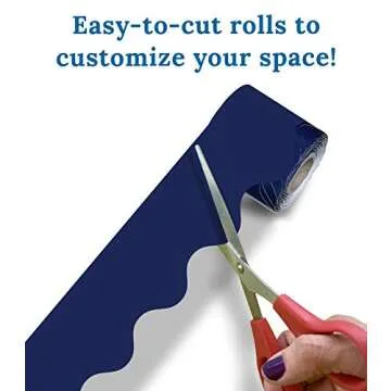 Carson Dellosa 36 Ft Scalloped Navy Blue Bulletin Board Borders, Classroom Borders for Bulletin Board, White Board, Cork Board, Locker, and Classroom Décor, Bulletin Board Trim