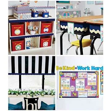 Carson Dellosa 36 Ft Scalloped Navy Blue Bulletin Board Borders, Classroom Borders for Bulletin Board, White Board, Cork Board, Locker, and Classroom Décor, Bulletin Board Trim