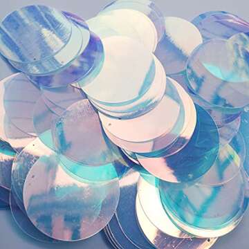 Flat Round Sequin Paillettes Iridescent Transparent Loose Sequins Crystal Iridescent Spangles for DI...