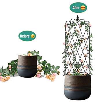 AMAGABELI GARDEN & HOME 2 Pack Black Garden Trellis for Climbing Plants Outdoor Trellis 47” x 16” Climbing Rose Trellis Wrought Iron Trellis Ivy Cucumbers Decorative Metal Flat Trellis