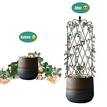 AMAGABELI GARDEN & HOME 2 Pack Black Garden Trellis for Climbing Plants Outdoor Trellis 47” x 16” Climbing Rose Trellis Wrought Iron Trellis Ivy Cucumbers Decorative Metal Flat Trellis