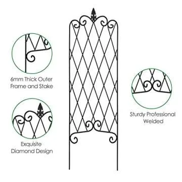 AMAGABELI GARDEN & HOME 2 Pack Black Garden Trellis for Climbing Plants Outdoor Trellis 47” x 16” Climbing Rose Trellis Wrought Iron Trellis Ivy Cucumbers Decorative Metal Flat Trellis