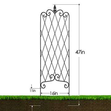 AMAGABELI GARDEN & HOME 2 Pack Black Garden Trellis for Climbing Plants Outdoor Trellis 47” x 16” Climbing Rose Trellis Wrought Iron Trellis Ivy Cucumbers Decorative Metal Flat Trellis
