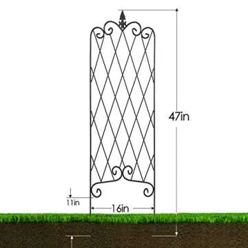 AMAGABELI GARDEN & HOME 2 Pack Black Garden Trellis for Climbing Plants Outdoor Trellis 47” x 16” Climbing Rose Trellis Wrought Iron Trellis Ivy Cucumbers Decorative Metal Flat Trellis