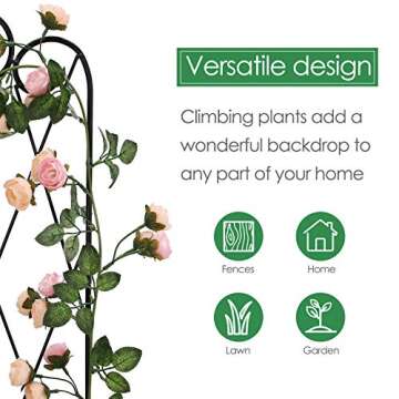 AMAGABELI GARDEN & HOME 2 Pack Black Garden Trellis for Climbing Plants Outdoor Trellis 47” x 16” Climbing Rose Trellis Wrought Iron Trellis Ivy Cucumbers Decorative Metal Flat Trellis