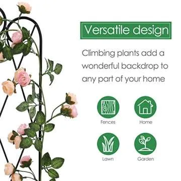 AMAGABELI GARDEN & HOME 2 Pack Black Garden Trellis for Climbing Plants Outdoor Trellis 47” x 16” Climbing Rose Trellis Wrought Iron Trellis Ivy Cucumbers Decorative Metal Flat Trellis