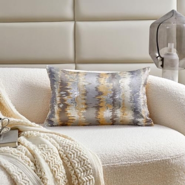 TINOART Grey Throw Pillow Cover for Luxury Decor
